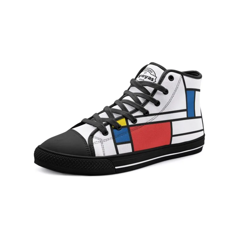 Piyoyas Attitude Shoes 47 Mondrian High Tops de Lona de Arte Moderno